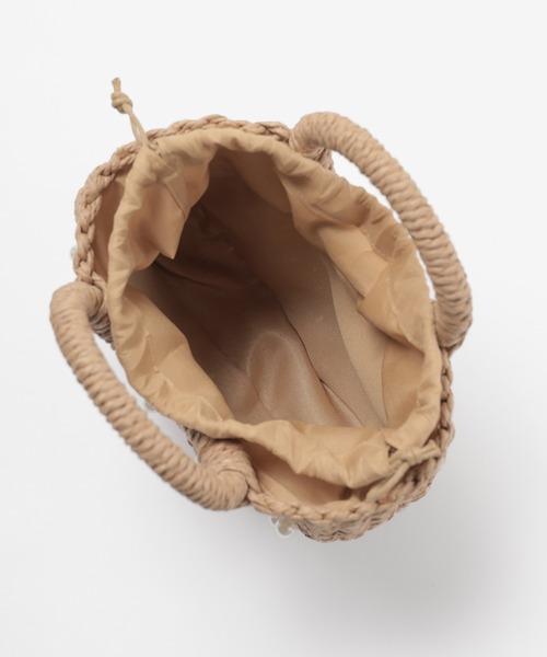 Honeys（ハニーズ）の「パール付カゴバッグ（和装小物・レディース・ベージュ・FREE）」の4枚目の写真