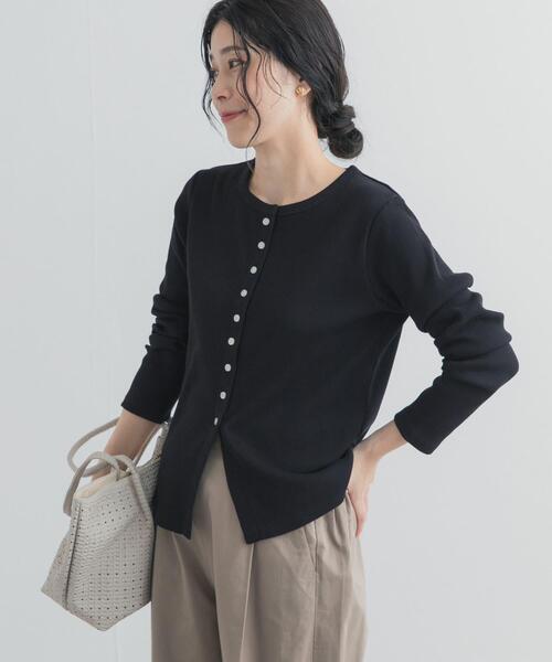 URBAN RESEARCH DOORS（アーバンリサーチドアーズ）の「リブボタンカットカーディガン（カーディガン/ボレロ・レディース・オフホワイト/ブラック/イエロー系その他・FREE）」の14枚目の写真