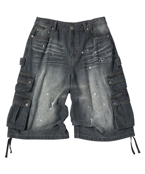 TRAVEL（トラベル）の「ペインティングカーゴデニムショーツブラック（その他パンツ・レディース・その他・SMALL/MEDIUM/LARGE）」の2枚目の写真