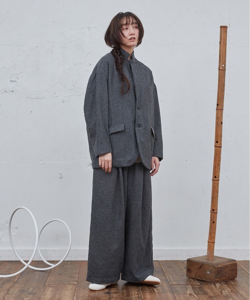Dulcamara（ドゥルカマラ）の「縮絨ウール2WayカラーJK（テーラードジャケット・メンズ・チェック/ブラック/グレー・1/0）」の12枚目の写真