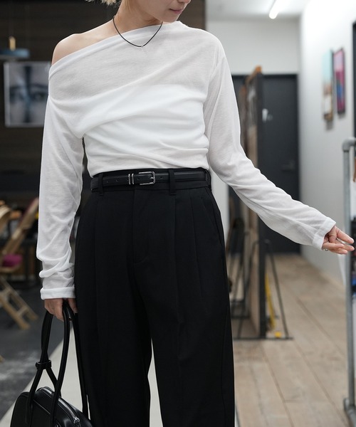 Kotoe(コトエ)の「アシンメトリー ワンショルダー シアーカットソー(Tシャツ/カットソー・レディース・ブラック/グレー/ホワイト・FREE)」の10枚目の写真