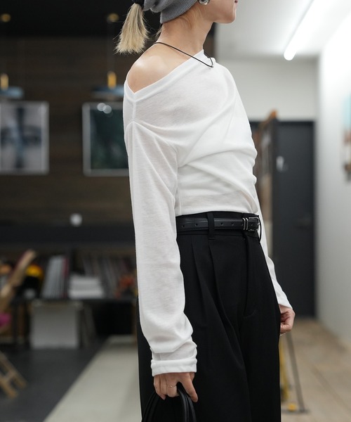 Kotoe(コトエ)の「アシンメトリー ワンショルダー シアーカットソー(Tシャツ/カットソー・レディース・ブラック/グレー/ホワイト・FREE)」の12枚目の写真