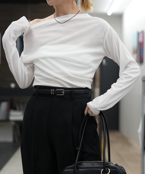 Kotoe(コトエ)の「アシンメトリー ワンショルダー シアーカットソー(Tシャツ/カットソー・レディース・ブラック/グレー/ホワイト・FREE)」の11枚目の写真