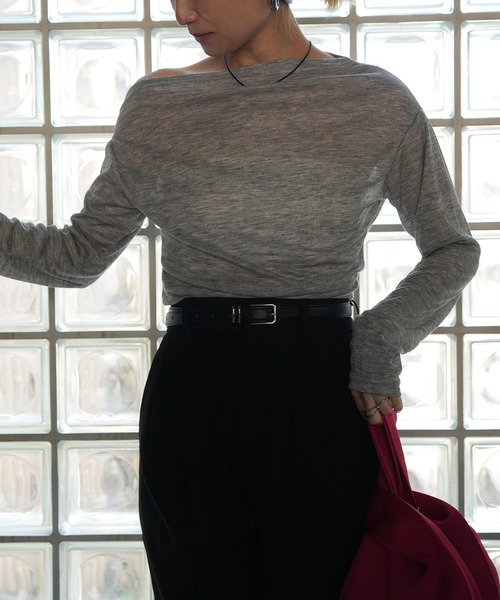 Kotoe(コトエ)の「アシンメトリー ワンショルダー シアーカットソー(Tシャツ/カットソー・レディース・ブラック/グレー/ホワイト・FREE)」の6枚目の写真