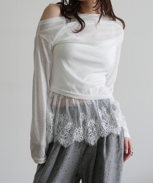 Kotoe(コトエ)の「アシンメトリー ワンショルダー シアーカットソー(Tシャツ/カットソー・レディース・ブラック/グレー/ホワイト・FREE)」の16枚目の写真