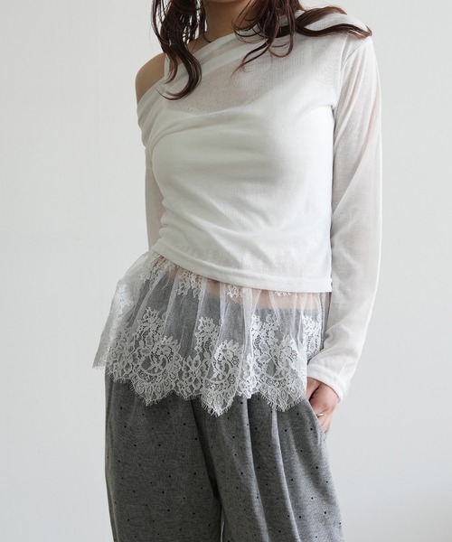 Kotoe(コトエ)の「アシンメトリー ワンショルダー シアーカットソー(Tシャツ/カットソー・レディース・ブラック/グレー/ホワイト・FREE)」の17枚目の写真