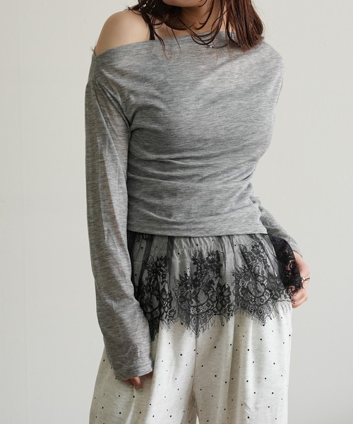 Kotoe(コトエ)の「アシンメトリー ワンショルダー シアーカットソー(Tシャツ/カットソー・レディース・ブラック/グレー/ホワイト・FREE)」の21枚目の写真