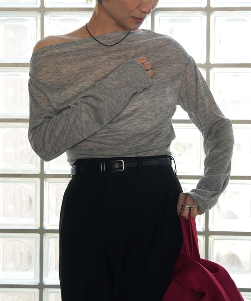 Kotoe(コトエ)の「アシンメトリー ワンショルダー シアーカットソー(Tシャツ/カットソー・レディース・ブラック/グレー/ホワイト・FREE)」の4枚目の写真