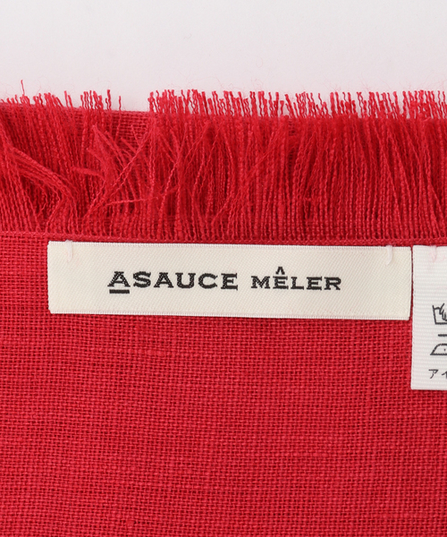 FRAMeWORK(フレームワーク)の「ASAUCE MELER/アソースメレ オーガニックリネンドライキャンバススクエア100(ストール/ショール・レディース・レッド/ライトグレー・FREE)」の9枚目の写真