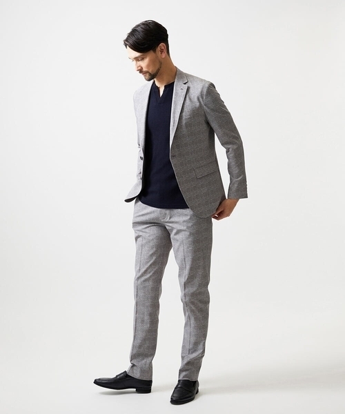 MICHEL KLEIN HOMME (ミッシェルクランオム)の「【セットアップ】グレンチェック柄スラックスパンツ(スラックス・メンズ・ネイビー/グレー・MEDIUM/LARGE/X-LARGE)」の6枚目の写真