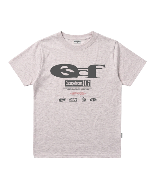 ESCAPEFROM（エスケープフロム）の「ESCFロゴコラージュプリントスタンダードフィット半袖Tシャツ[2色]（Tシャツ/カットソー・レディース・ライトブルー/ライトピンク・MEDIUM）」の4枚目の写真