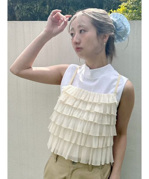 LILY BROWN（リリーブラウン）の「ビスチェセットカットトップス（Tシャツ/カットソー・レディース・アイボリー/ブラック/ピンク・F）」の2枚目の写真