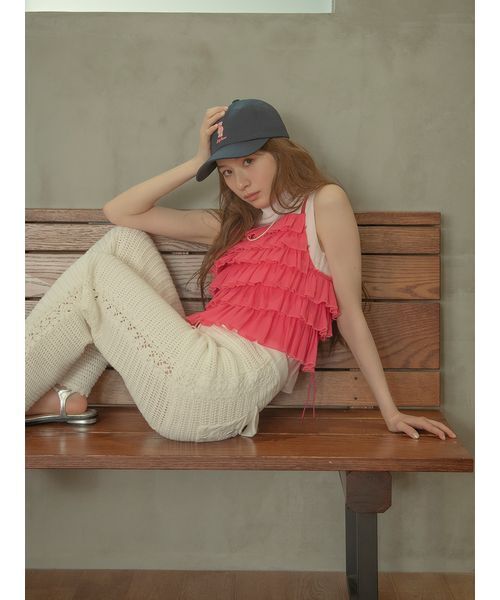 LILY BROWN（リリーブラウン）の「ビスチェセットカットトップス（Tシャツ/カットソー・レディース・アイボリー/ブラック/ピンク・F）」の5枚目の写真