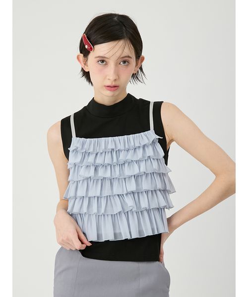 LILY BROWN（リリーブラウン）の「ビスチェセットカットトップス（Tシャツ/カットソー・レディース・アイボリー/ブラック/ピンク・F）」の6枚目の写真