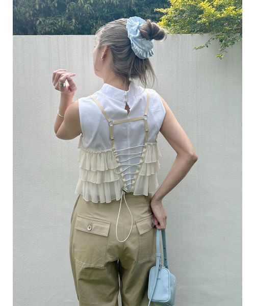 LILY BROWN（リリーブラウン）の「ビスチェセットカットトップス（Tシャツ/カットソー・レディース・アイボリー/ブラック/ピンク・F）」の15枚目の写真