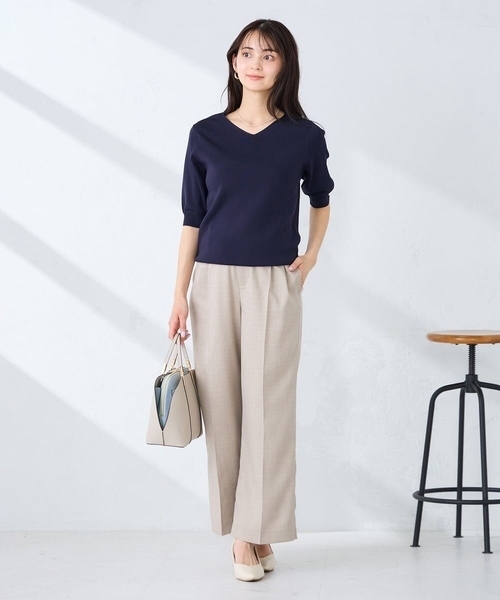 a.v.v（アーヴェヴェ）の「【洗える】タックワイドパンツ（スラックス・レディース・ベージュ/クリーム・38/36/40）」の7枚目の写真