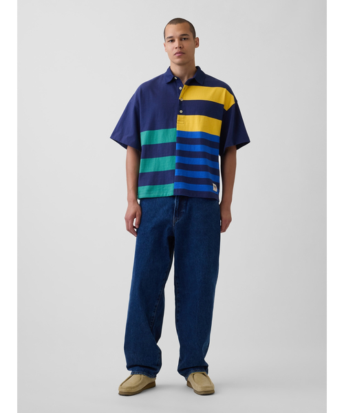 GAP(ギャップ)の「Gap × Sean Wotherspoon オーバーサイズ ミックスストライプ ボクシーポロシャツ(ポロシャツ・メンズ・ネイビー・XS/M/L/S/XL)」の9枚目の写真
