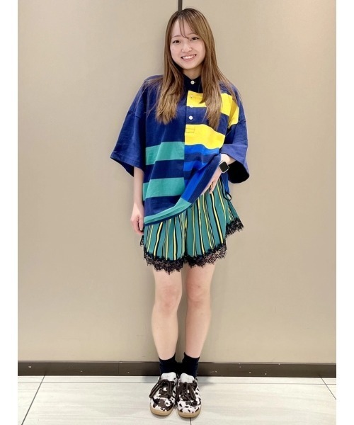 GAP(ギャップ)の「Gap × Sean Wotherspoon オーバーサイズ ミックスストライプ ボクシーポロシャツ(ポロシャツ・メンズ・ネイビー・XS/M/L/S/XL)」の8枚目の写真
