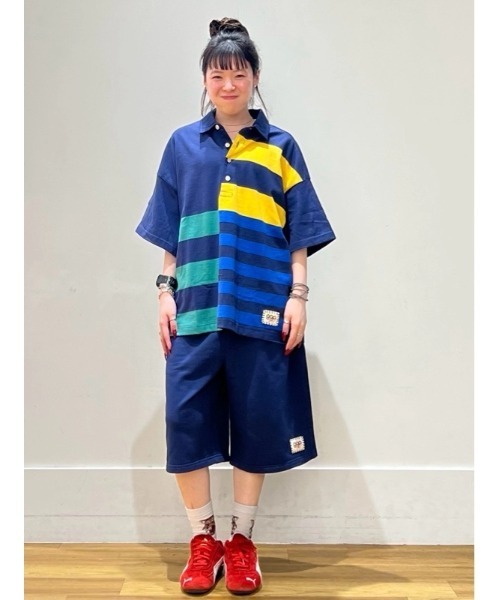 GAP(ギャップ)の「Gap × Sean Wotherspoon オーバーサイズ ミックスストライプ ボクシーポロシャツ(ポロシャツ・メンズ・ネイビー・XS/M/L/S/XL)」の6枚目の写真