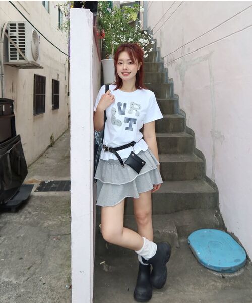 LUVISTRUE（ラヴイズトゥルー）の「LVTR PATCH TEE(3COLOR)（Tシャツ/カットソー・レディース・グレー/ネイビー/ホワイト・FREE）」の7枚目の写真