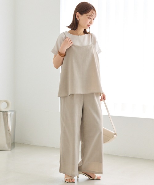 LAVEANGE(ラビアンジェ)の「【好機能シリーズ】UVカット・吸水速乾|エアリーリネンドッキングオールインワン|360度こなれ見え/バックスリット/リネンライク(サロペット/オーバーオール・レディース・ベージュ/ブラウン/ブラック・M/LL/3L/4L)」の3枚目の写真