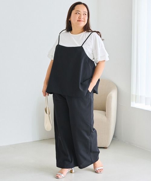 LAVEANGE(ラビアンジェ)の「【好機能シリーズ】UVカット・吸水速乾|エアリーリネンドッキングオールインワン|360度こなれ見え/バックスリット/リネンライク(サロペット/オーバーオール・レディース・ベージュ/ブラウン/ブラック・M/LL/3L/4L)」の6枚目の写真