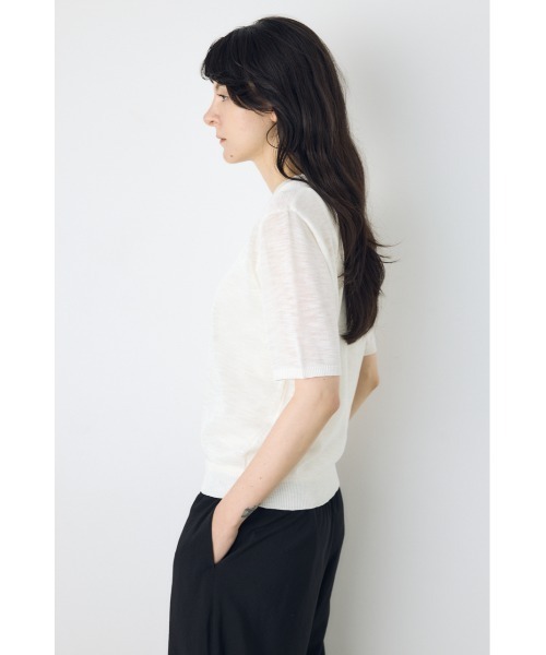 AZUL by moussy(アズールバイマウジー)の「【身長/骨格別着用画像あり】シアートップス クルーネックシアーニットトップス 夏服 秋服 春服 サマーニット ボーダー(ニット/セーター・レディース・ブラック/ブルー系その他3/ホワイト/ホワイト系その他/レッド・SMALL/MEDIUM)」の9枚目の写真