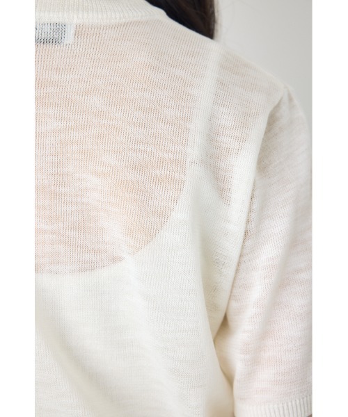 AZUL by moussy(アズールバイマウジー)の「【身長/骨格別着用画像あり】シアートップス クルーネックシアーニットトップス 夏服 秋服 春服 サマーニット ボーダー(ニット/セーター・レディース・ブラック/ブルー系その他3/ホワイト/ホワイト系その他/レッド・SMALL/MEDIUM)」の13枚目の写真
