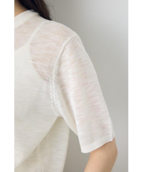 AZUL by moussy(アズールバイマウジー)の「【身長/骨格別着用画像あり】シアートップス クルーネックシアーニットトップス 夏服 秋服 春服 サマーニット ボーダー(ニット/セーター・レディース・ブラック/ブルー系その他3/ホワイト/ホワイト系その他/レッド・SMALL/MEDIUM)」の14枚目の写真