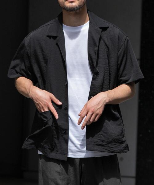 URBAN RESEARCH ROSSO MEN（アーバンリサーチロッソメン）の「『セットアップ対応』『防シワ/速乾』ドライイージーショートスリーブシャツジャケット（シャツ/ブラウス・メンズ・ベージュ系その他/ネイビー/ブラック/チャコールグレー・MEDIUM/LARGE）」の2枚目の写真