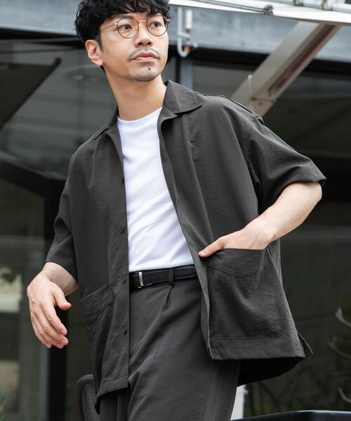 URBAN RESEARCH ROSSO MEN（アーバンリサーチロッソメン）の「『セットアップ対応』『防シワ/速乾』ドライイージーショートスリーブシャツジャケット（シャツ/ブラウス・メンズ・ベージュ系その他/ネイビー/ブラック/チャコールグレー・MEDIUM/LARGE）」の19枚目の写真