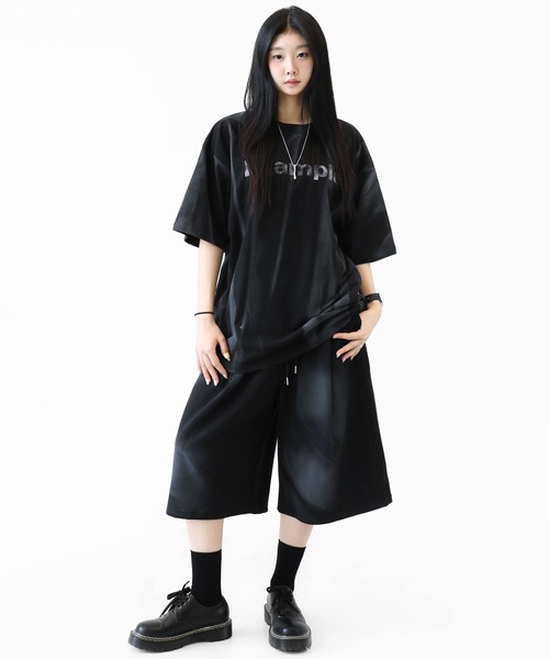 minsobi(ミンソビ)の「スプレーグラデーション ペイントスプラッシュ オーバーサイズ半袖Tシャツ ユニセックス(Tシャツ/カットソー・メンズ・ホワイト/ブラック・FREE)」の5枚目の写真