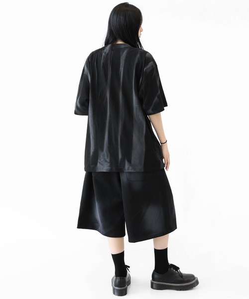 minsobi(ミンソビ)の「スプレーグラデーション ペイントスプラッシュ オーバーサイズ半袖Tシャツ ユニセックス(Tシャツ/カットソー・メンズ・ホワイト/ブラック・FREE)」の6枚目の写真