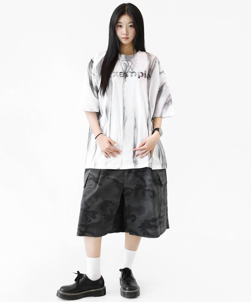 minsobi(ミンソビ)の「スプレーグラデーション ペイントスプラッシュ オーバーサイズ半袖Tシャツ ユニセックス(Tシャツ/カットソー・メンズ・ホワイト/ブラック・FREE)」の9枚目の写真