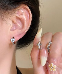 クロス ハート フープピアス