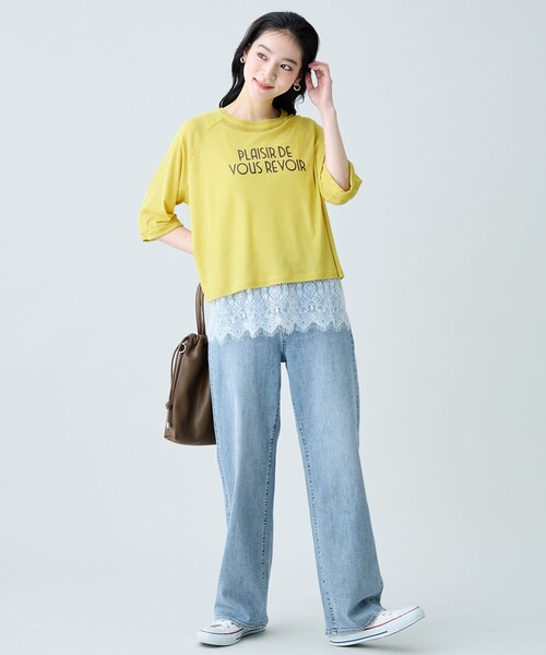 ANY(エニィ)の「シアークロップドプルオーバー(Tシャツ/カットソー・レディース・イエロー系/ホワイト系2/ネイビー系/アイボリー系・X-LARGE)」の21枚目の写真