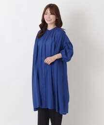 【リンネル7月号掲載】ボイルギャザー 7分袖ワイドワンピース