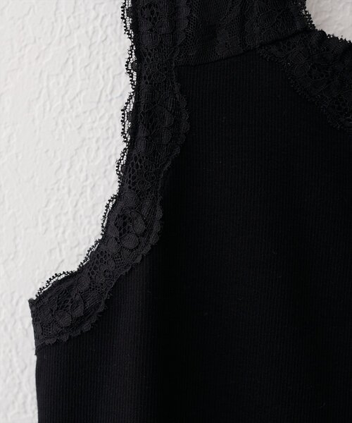 natural couture（ナチュラルクチュール）の「レーストリムテレコタンク（タンクトップ・レディース・オフホワイト/ブラック・FREE）」の21枚目の写真