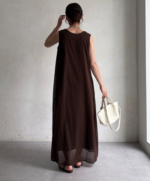DouDou(ドゥドゥ)の「【WEB限定】綿ローン前後2WAYワンピース(ワンピース・レディース・チャコールグレー/ブラウン/ブルー・FREE)」の9枚目の写真