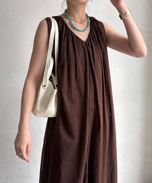 DouDou(ドゥドゥ)の「【WEB限定】綿ローン前後2WAYワンピース(ワンピース・レディース・チャコールグレー/ブラウン/ブルー・FREE)」の7枚目の写真