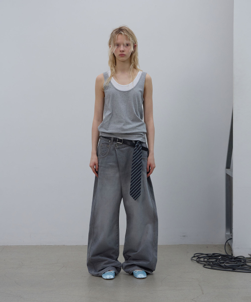 LCDC TM(エルシーディーシーティーエム)の「SHAPED HEM TANK TOP (MELANGE GREY)(Tシャツ/カットソー・レディース・その他・SMALL/MEDIUM)」の1枚目の写真