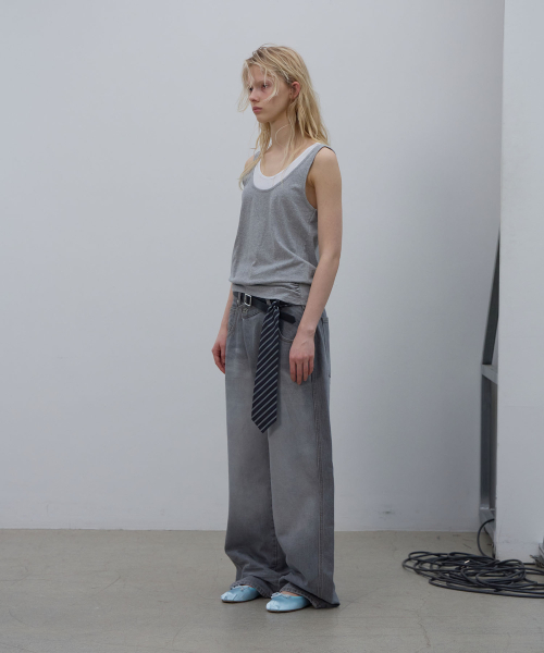 LCDC TM(エルシーディーシーティーエム)の「SHAPED HEM TANK TOP (MELANGE GREY)(Tシャツ/カットソー・レディース・その他・SMALL/MEDIUM)」の2枚目の写真