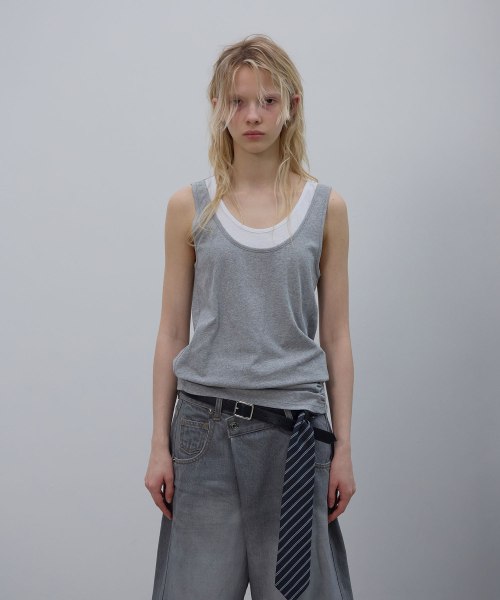 LCDC TM(エルシーディーシーティーエム)の「SHAPED HEM TANK TOP (MELANGE GREY)(Tシャツ/カットソー・レディース・その他・SMALL/MEDIUM)」の5枚目の写真