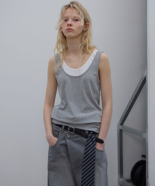 LCDC TM(エルシーディーシーティーエム)の「SHAPED HEM TANK TOP (MELANGE GREY)(Tシャツ/カットソー・レディース・その他・SMALL/MEDIUM)」の6枚目の写真