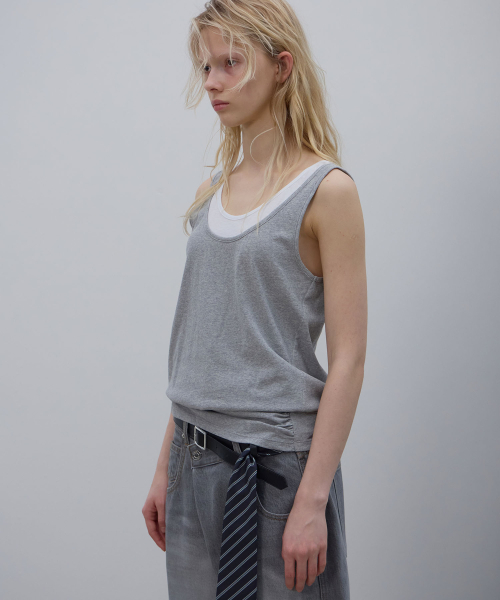LCDC TM(エルシーディーシーティーエム)の「SHAPED HEM TANK TOP (MELANGE GREY)(Tシャツ/カットソー・レディース・その他・SMALL/MEDIUM)」の7枚目の写真