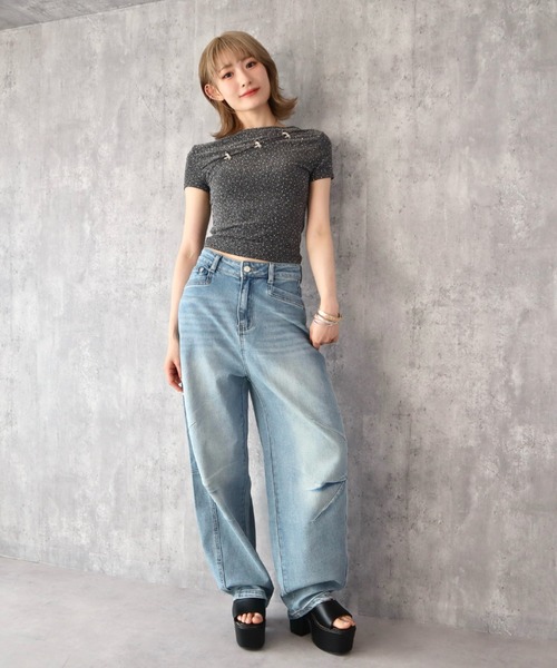 CECIL McBEE（セシルマクビー）の「カーブデニムパンツ（デニムパンツ・レディース・グレー/ベージュ/サックスブルー・61/64）」の8枚目の写真