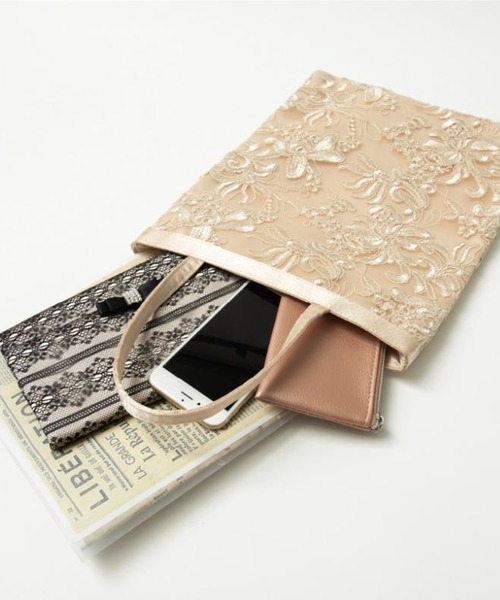SETUP7（セットアップセブン）の「【metoi】刺繍レースサブバッグ 結婚式 二次会 パーティー フォーマル オケージョン セレモニー（トートバッグ・レディース・ベージュ/ブラック・FREE）」の8枚目の写真