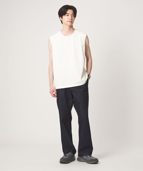 green label relaxing(グリーンレーベルリラクシング)の「【別注/WEB限定】<3/2 WORKS>GLR ノースリーブ タンクトップ(タンクトップ・メンズ・オフホワイト/ブラック・S/L/XL/M)」の6枚目の写真