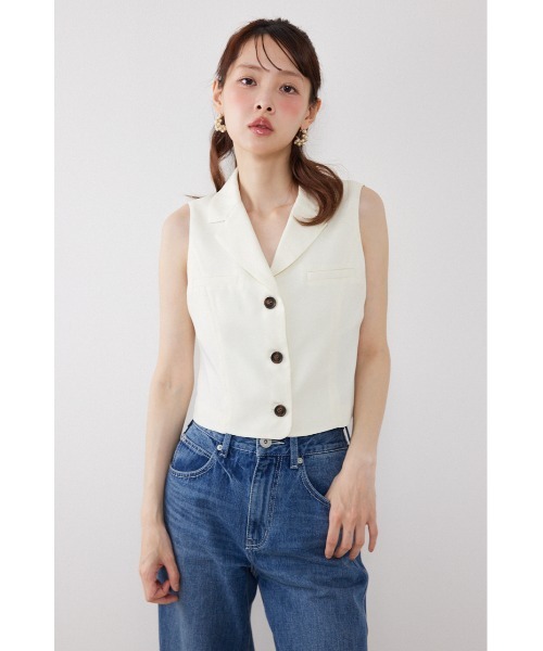 rienda(リエンダ)の「シングルテーラードベスト 夏服(ベスト・レディース・ホワイト/ベージュ/ブラック・SMALL/MEDIUM)」の7枚目の写真