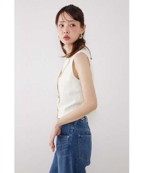 rienda(リエンダ)の「シングルテーラードベスト 夏服(ベスト・レディース・ホワイト/ベージュ/ブラック・SMALL/MEDIUM)」の8枚目の写真